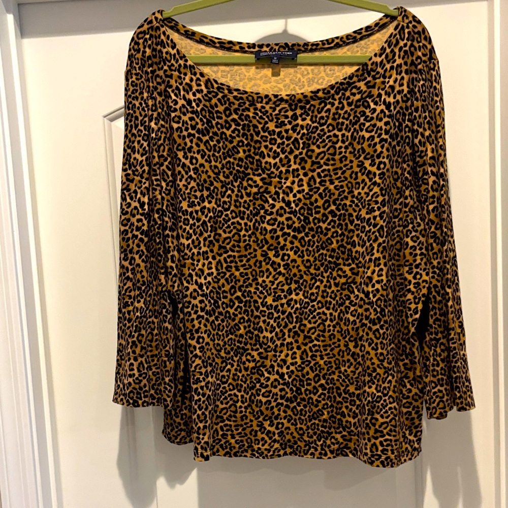Jones New York Animal Print Blouse - Brown and Black 3 x